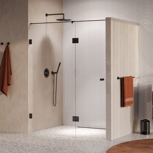 BRAUER Void Carving nisdeur 2-delig helder glas 150x200 omkeerbaar met draaideur 70 aan glas incl. glascoating PVD gunmetal geborsteld