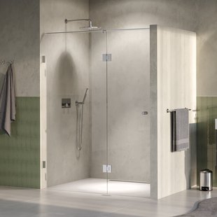 BRAUER Void Carving nisdeur 2-delig helder glas 150x200 omkeerbaar met draaideur 70 aan glas incl. glascoating PVD RVS-kleurig geborsteld