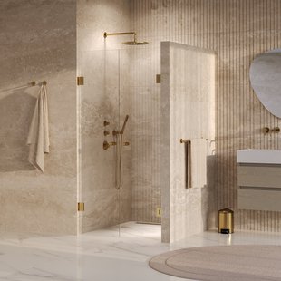 BRAUER Void Carving pendeldeuren helder glas 100x200 incl. glascoating PVD goud geborsteld