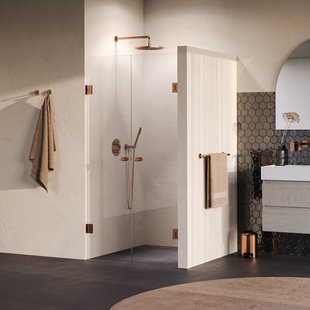 BRAUER Void Carving pendeldeuren helder glas 100x200 incl. glascoating PVD koper geborsteld