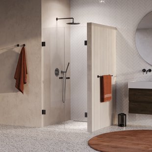 BRAUER Void Carving pendeldeuren helder glas 100x200 incl. glascoating PVD gunmetal geborsteld