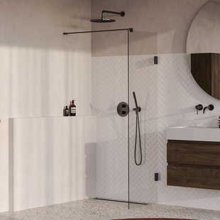 BRAUER Void inloopdouche helder glas 50x200 incl. glascoating PVD gunmetal geborsteld