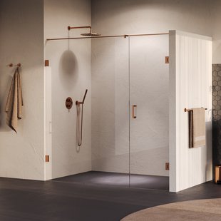 BRAUER Void nisdeur 2-delig helder glas 190x200 omkeerbaar met draaideur 70 aan muur incl. glascoating PVD koper