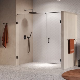 BRAUER Void nisdeur 2-delig helder glas 190x200 omkeerbaar met draaideur 70 aan muur incl. glascoating PVD gunmetal