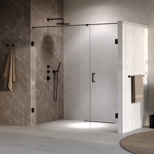 BRAUER Void nisdeur 2-delig helder glas 190x200 omkeerbaar met draaideur 70 aan muur incl. glascoating mat zwart