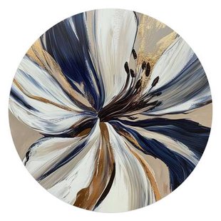 Reinders - Glamour bloem - Glasschilderij Ø 70 cm - Blauw