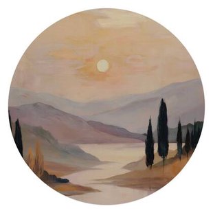 Reinders - Landschap I - Glasschilderij Ø 70 cm - Bruin