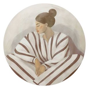 Reinders - Zen dame - Glasschilderij Ø 70 cm - Beige