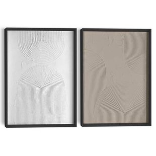 Reinders - Reliëf bogen - Abstracte wanddecoratie set met structuur 30x40 cm - Zwart-Wit
