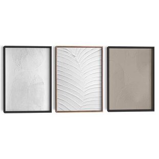 Reinders - Organische Patronen - Abstracte wanddecoratie set met structuur 30x40 cm - Zwart-Wit