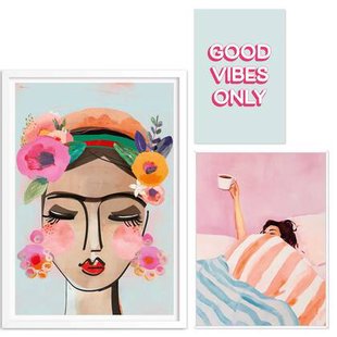 Reinders - Pastel sfeer - Set wanddecoratie in diverse formaten 50x70 cm - Blauw