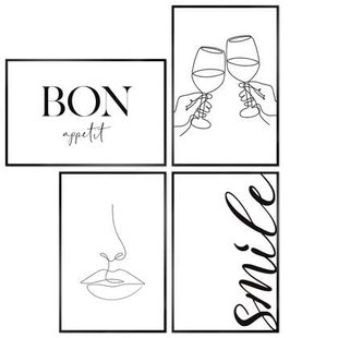 Reinders - Proost - Set wanddecoratie 20x30 cm - Zwart-Wit