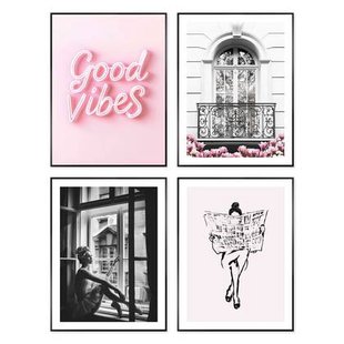 Reinders - Good Vibes - Wanddecoratieset 30x40 cm - Roze
