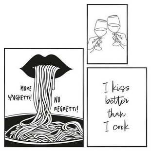 Reinders - Italiaans diner - Wanddecoratieset in verschillende formaten 40x50 cm - Zwart-Wit