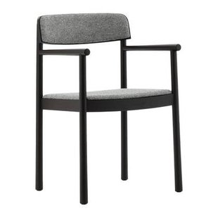 Normann Copenhagen Timb Eetkamerstoel met Armleuning - Textiel - Lichtgrijs / Zwart