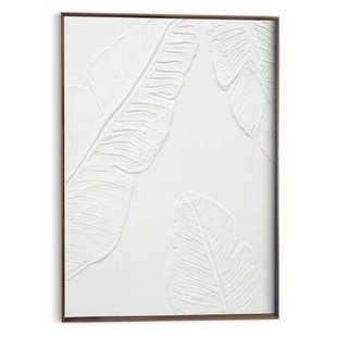 Reinders - Tropical Leafs Schilderij - 70 x 50 cm - Wit/Walnoot