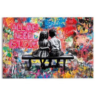 Reinders - All We Need is Love - Glasschilderij 116x78 cm - Bont