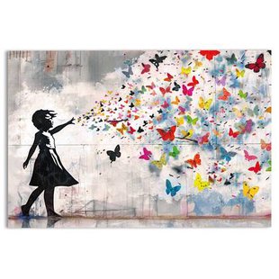 Reinders - Balloon Girl Bright - Glasschilderij 116x78 cm - Bont