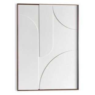 Reinders - Saturn - Relief Art Schilderij 100 x 70 cm - Wit/Walnoot