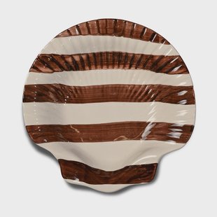 Byon Armona Stripe bord 23,5x23,5 cm Donkerbruin-wit