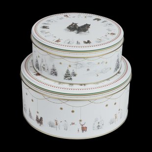 Wik & Walsøe Julemorgen Story koekblik 2-delig Wit-multi