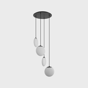 Lunelle hanglamp, 4-lamps, Ø 40 cm, zwart, glas - Lucande - Woonkamer - Modern - Meerdere lampen