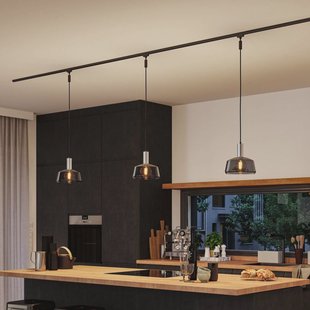 Paulmann URail-lampenkap Neila 2Easy, Ø 23 cm, rookglas