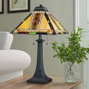 QUOIZEL Tafellamp Navajo, Tiffany-stijl, staal, glas, meerkleurig