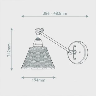 HINKLEY Wandlamp Arti, messingkleurig/naturel, rotan, staal