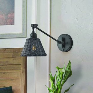 HINKLEY Wandlamp Arti, zwart/zwart, rotan, staal