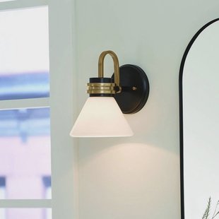 KICHLER Wandlamp Farum 1, zwart/bronskleurig, staal, glas, G9