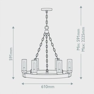 HINKLEY Kroonluchter Collier, 5-lamps, zwart, staal, glas, E27