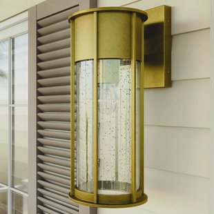 KICHLER Buitenwandlamp Camillo, messingkleurig, aluminium, glas, E27