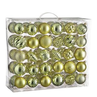 House of Seasons Kerstballen Set - 60 Stuks - Lichtgroen