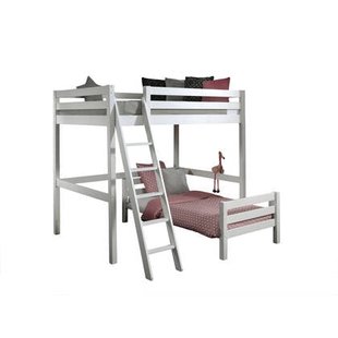 LUCEVI - Pino Mezzanine bed 140x200 cm + Ladder + Bed 90x200 cm - Wit