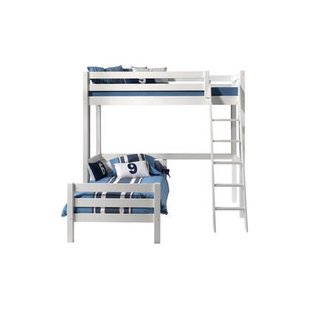 LUCEVI - Pino Mezzanine bed + Ladder + Bed - Wit - 90x200 cm