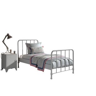 LUCEVI - Bronxx bed + Nachtkastje - Rainy Grey - 90x200 cm