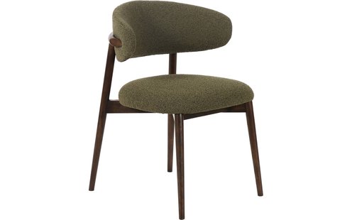 Goossens Stoel Diede met Massief Houten Frame groen stof leuning, stijlvol landelijk