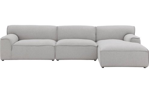 Goossens Excellent Elementenbank Sens bruin, stof, 1,5-zits, urban industrieel met chaise longue rechts