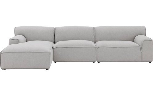 Goossens Excellent Elementenbank Sens bruin, stof, 1,5-zits, urban industrieel met chaise longue links