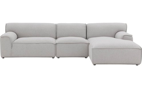 Goossens Excellent Elementenbank Sens bruin, stof, 1,5-zits, urban industrieel met chaise longue rechts