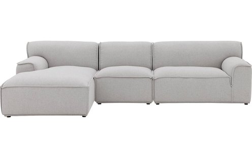 Goossens Excellent Elementenbank Sens bruin, stof, 1,5-zits, urban industrieel met chaise longue links