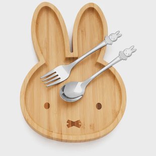 Zilverstad bamboebord en 2-delig bestek Nijntje