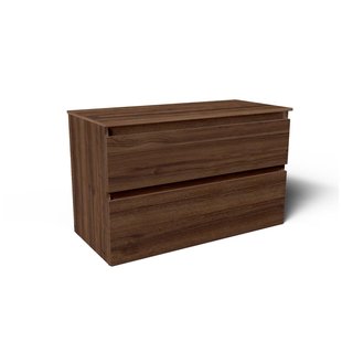 Saniclass Vita Badkamermeubelset - 100x60x46cm - 2 lades - greeploos - topblad - noten SW1413852/SW892754