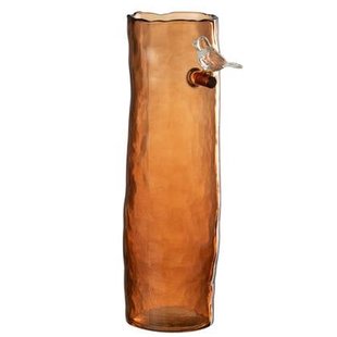J-Line vaas Lang Vogel - glas - oranje - large - 32 cm hoog