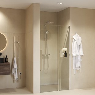 Nisdeur Sanivo Sena Met Vast Paneel Helder Glas 100x200 cm Met Montageset Chroom