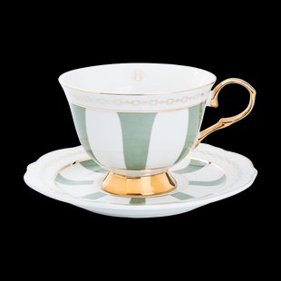 Hilke Collection Strisce Salvia kop met schotel 22 cl