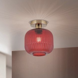ORION Plafondlamp Carneval, rood, Ø 20 cm, glas, E27