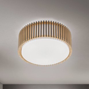 ORION Plafondlamp Tarta, Ø 40 cm, hout, textieldiffusor, 3 x E27