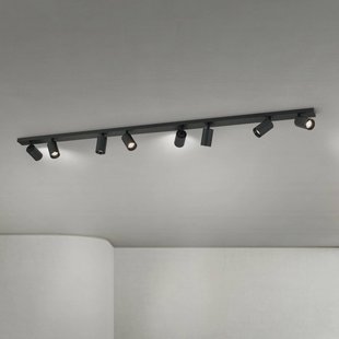 ORION Plafondspot Sean, zwart, 8-lamps, staal, aluminium, GU10